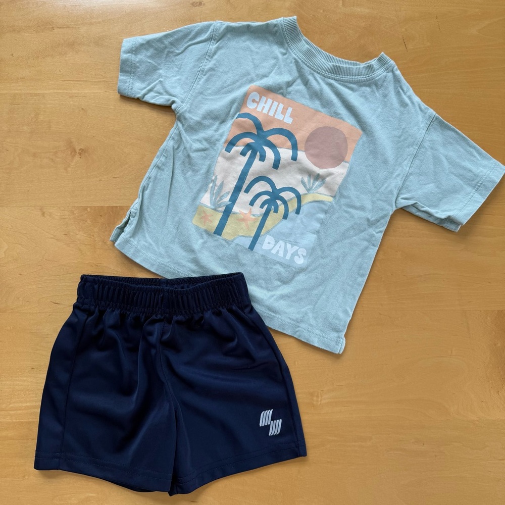 Baby Chill Days T-Shirt and Navy Shorts Set
